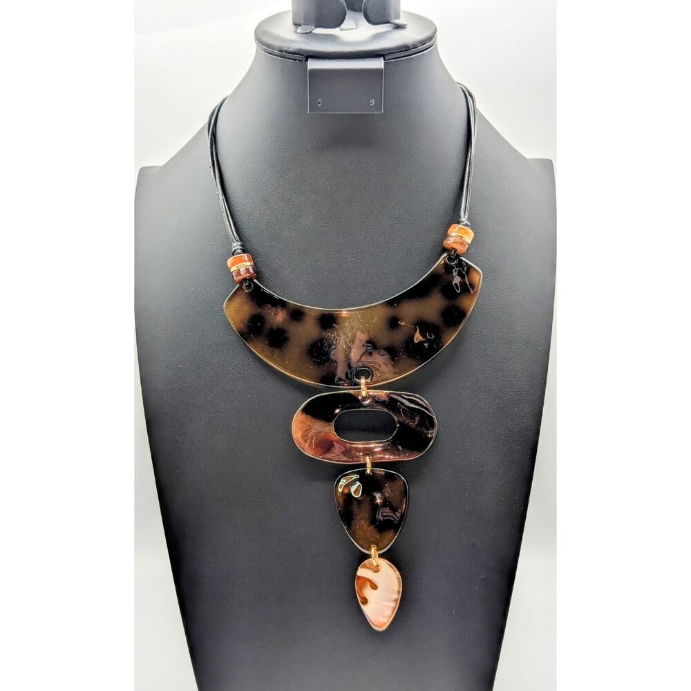 Acrylic Tortoise Four Part Drop Collar Corded 18"-21" Necklace